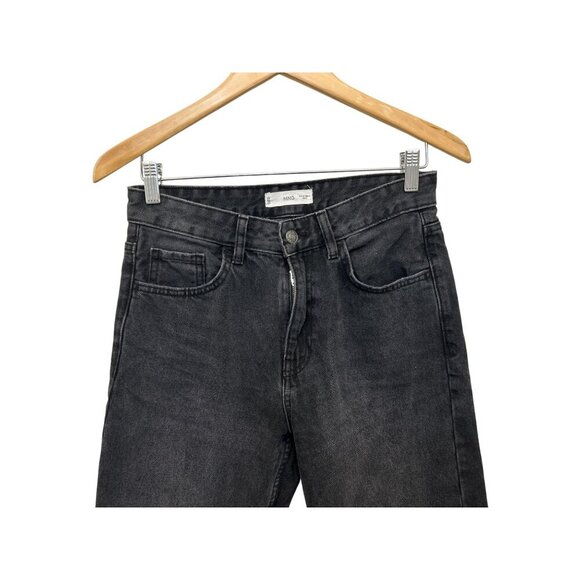 MNG Womens High-Waisted Black Washed Straight-Leg Denim Jeans Size 4 - Picture 2 of 14